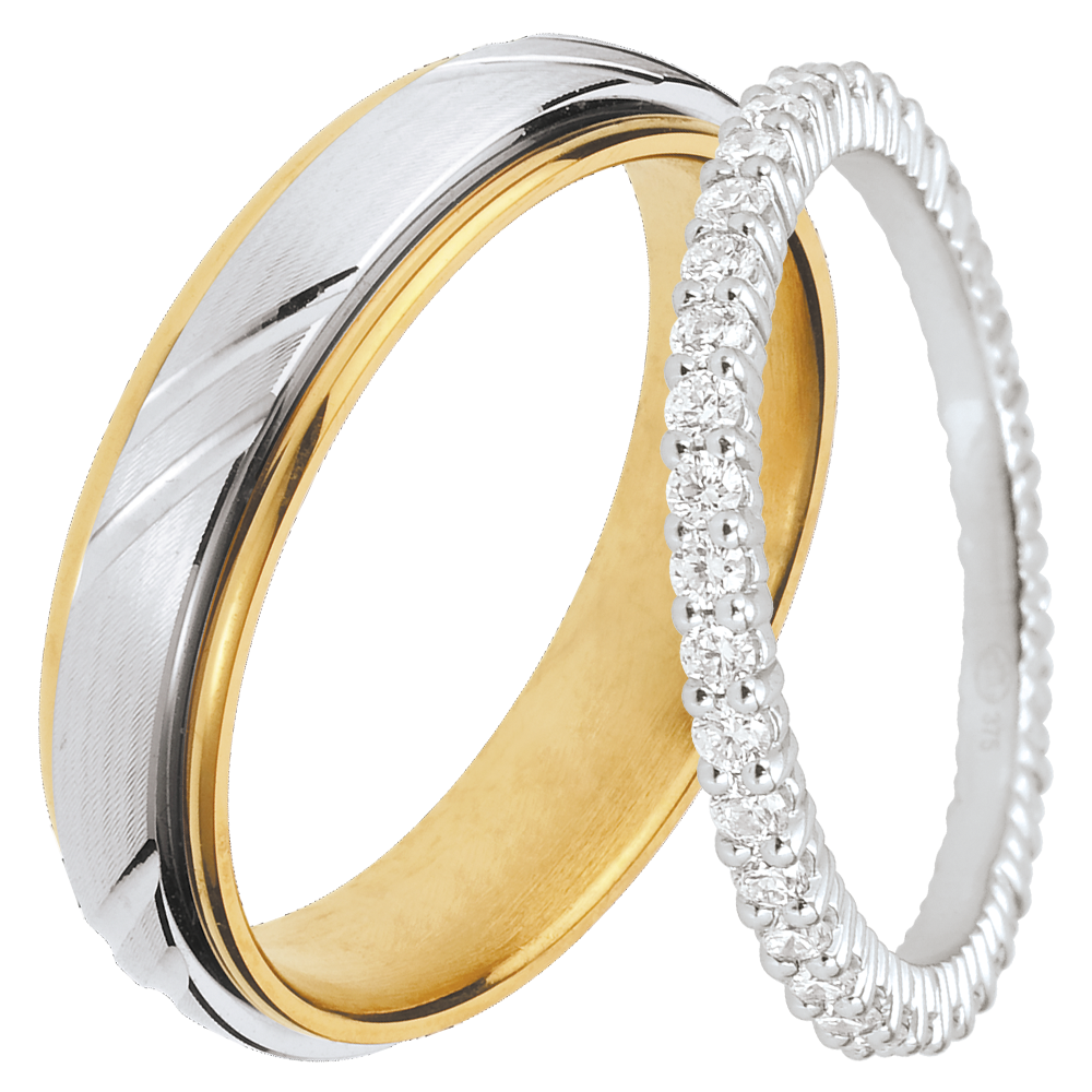 Prince & Radieuse trouwring duo – Witgoud & diamanten – 18 karaat