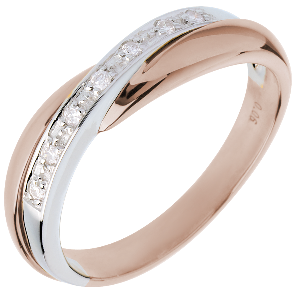 Wedding Ring Pink gold with White gold channel setting 7 diamonds