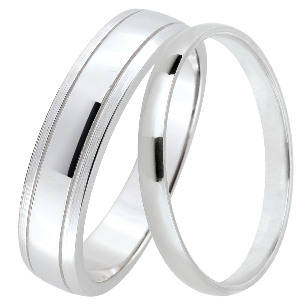 Dúo de alianzas Horizon & Atelier – Oro blanco 9 quilates
