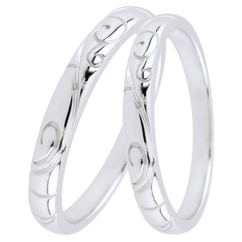 Duo di fedi Triba – Oro bianco – 9 carati