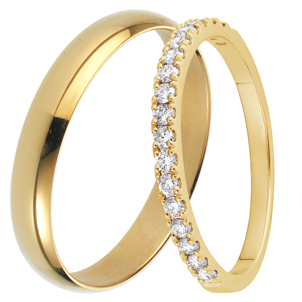 Duo fedi Pure & Bettina – Oro giallo e diamanti – 18 carati