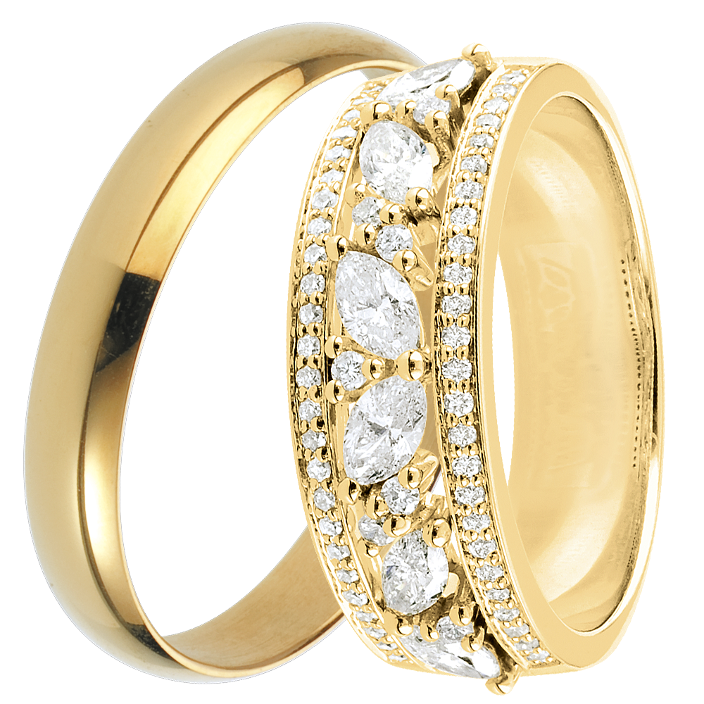 Duo of Pure & Byzantine Wedding Bands