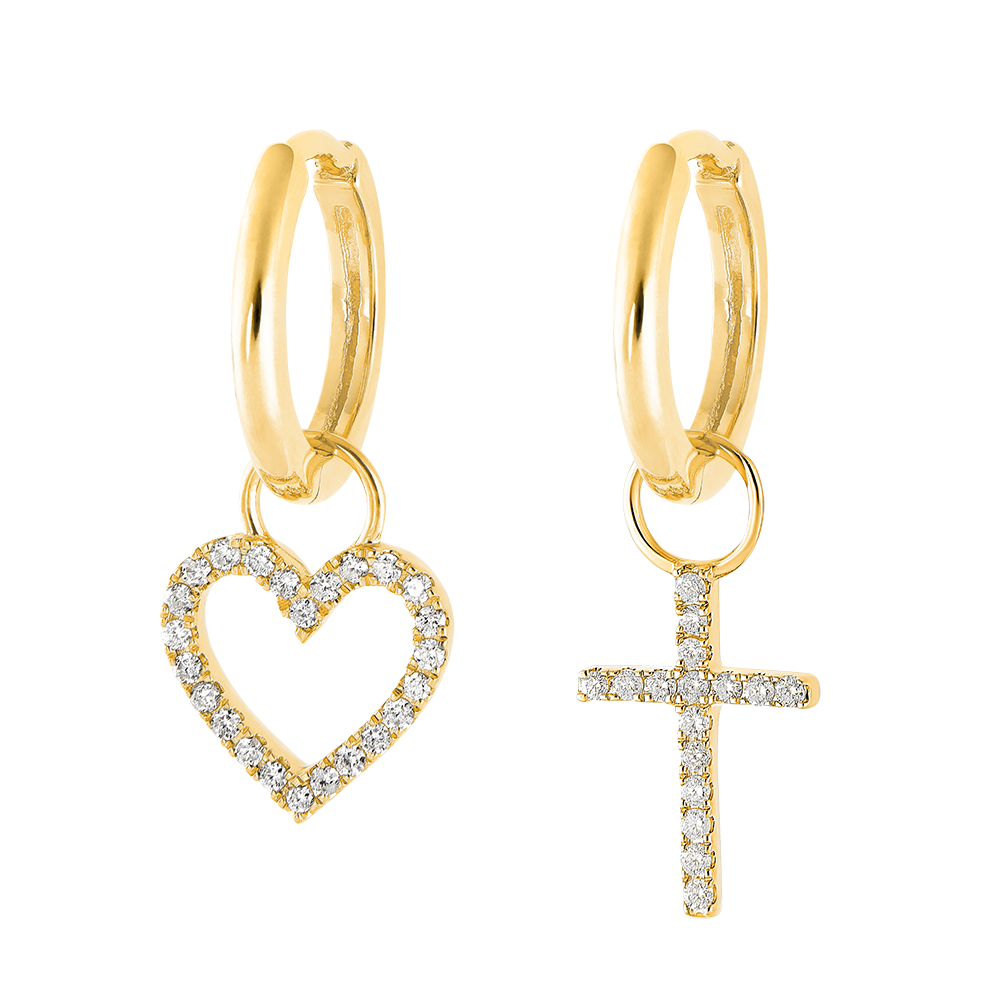 Un par de pendientes Combinados en oro amarillo 18 quilates