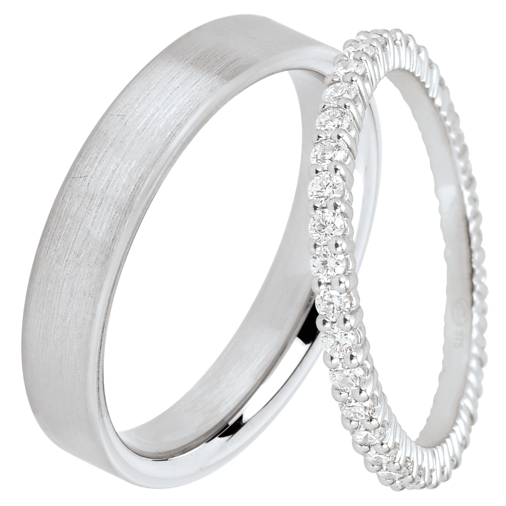 Zestaw obrączek Atelier & Radieuse – białe złoto i diamenty – 9 karatów