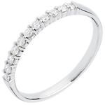 Alliance or blanc 18 carats semi pavée - serti griffes - 11 diamants