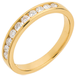 Alliance or jaune 18 carats semi pavée - serti rail - 0.3 carats - 10 diamants