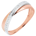 Alliance Saturne Duo - diamants - or blanc et or rose 18 carats
