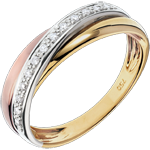 Anneau Saturne Diamant - 3 ors - trois ors 18 carats