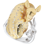 Bague Balade Imaginaire - Faon rêveur - argent - 60 Diamants