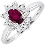 Bague Eternel Edelweiss - rubis et diamants - or blanc 18 carats