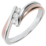 Bague de fiançailles Nid Précieux - Trilogie diamant - 3 diamants - or blanc et or rose 18 carats