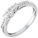 Bague de Fiançailles Or Blanc Trilogie pavée - 0.34 carat - or blanc 18 carats
