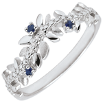 Bague Jardin Enchanté - Feuillage Royal - or blanc 9 carats, diamants et saphirs