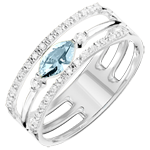 Bague Regard d'Orient - grand modèle - topaze bleue et diamants - or blanc 9 carats
