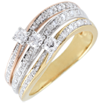 Bague Saturne Grande Trilogie - 3 ors - 0.372 carat - trois ors 18 carats
