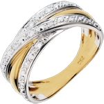 Bague Saturne Illusion - 13 diamants - or blanc et or jaune 18 carats
