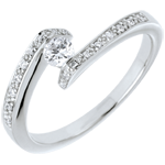 Bague Solitaire accompagné Nid Précieux - Promise - or blanc 18 carats - diamant 0.15 carat