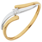 Bague Solitaire Evasion - diamant 0.04 carat - or blanc et or jaune 18 carats