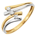 Bague trilogie Nid Précieux - Firmament - diamant 0.05 carat - or blanc et or jaune 18 carats