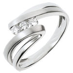 Bague trilogie Nid Précieux - Naïade - or blanc 18 carats - 3 diamants