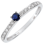 Boreal Solitaire Engagement Ring - 0.12 carat sapphire and diamonds - white gold 9 carats