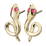Boucles d'oreilles Balade Imaginaire - Mini venin - rubis - or jaune 9 carats