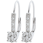 Boucles d'oreilles Venise - 20 diamants - or blanc 9 carats