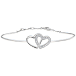 Brățară Fixă Secret Prețios – Inimi Îndrăgostite - aur alb de 9 carate și diamante 