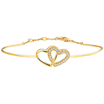 Brățară Fixă Secret Prețios – Inimi Îndrăgostite - aur galben de 9 carate și diamante