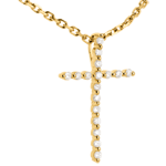 Ciondolo Croce pavé Oro giallo - 18 carati - 17 Diamanti -0.17 carati