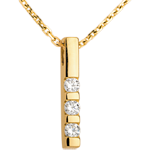 Ciondolo Trilogy - Oro giallo - 18 carati - 3 Diamanti - 0.22 carati 