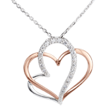Collana Amore mio - Oro bianco e Oro rosa - 18 carati - 18 Diamanti - 0.12 carati