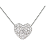 Collana Cuore pavé - Oro bianco - 18 carati - 50 Diamanti - 0.85 carati 