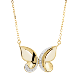 Collier Balade Imaginaire - Papillon Cascade - or blanc et or jaune 9 carats