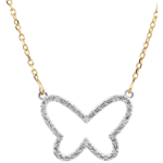 Collier Balade Imaginaire - Papillon Nuage - deux ors - or blanc et or jaune 9 carats