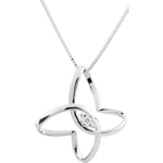 Collier Balade Imaginaire - Papillon Ruban - or blanc 9 carats