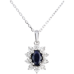 Collier Eternel Edelweiss - Marguerite Illusion - saphir et diamants - or blanc 18 carats