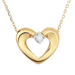 Collier joli coeur or jaune 9 carats et diamant - 45cm