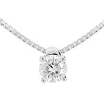 Collier solitaire or blanc 18 carats - 0.21 carat