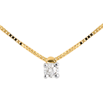 Collier solitaire or jaune 9 carats - 0.07 carat - 45cm