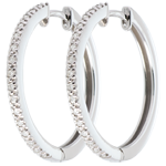 Créoles semi pavées or blanc 18 carats - 32 diamants
