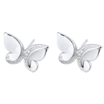 Orecchini Passeggiata Immaginaria - Farfalla a cascata - Oro bianco - 9 carati - Diamanti