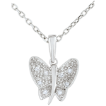 Pendentif Balade Imaginaire - Papillon Musicien - or blanc 9 carats