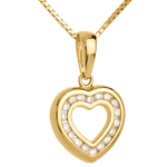 Pendentif coeur en abyme - or jaune 18 carats pavé - 0.25 carat - 18 diamants