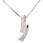 Pendentif Nid Précieux - Trilogie diamant - 3 diamants - or blanc et or rose 18 carats