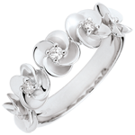 Ring Blüte - Rosenkränzchen - Weißgold und Diamanten - 18 Karat