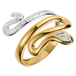 Ring Denkbeeldige Balade - Kostbare Dreiging - 2 goudkleuren en diamanten .