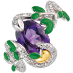 Ring Denkbeeldige Balade - Slang van Eden - zilver, Diamant en edelstenen