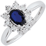 Ring Eeuwige Edelweiss - Marguerite Illusie - saffier en diamanten - wit goud 9 karaat