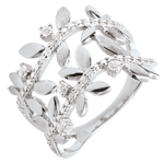 Ring Magische Tuin - Gebladerte Royal - dubbele - diamanten en wit goud - 9 karaat